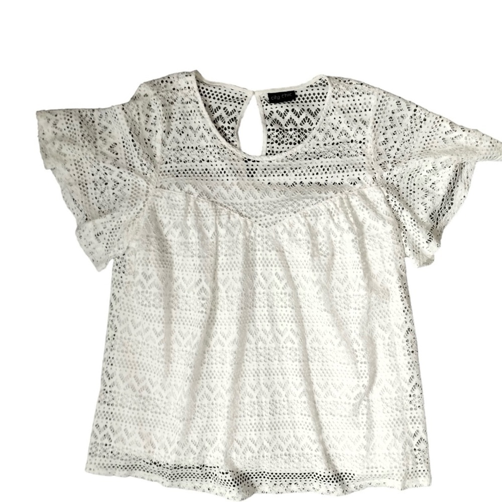 City Chic White Lace Blouse